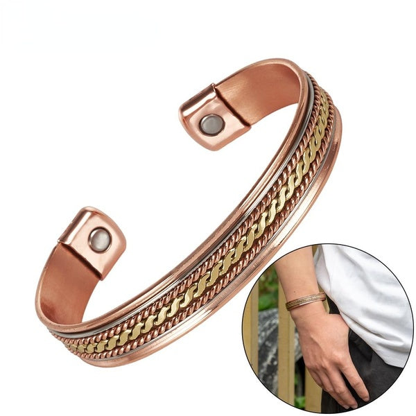 Pure Copper Magnetic Bracelets Adjustable Cuff Twisted 12mm Wide Health Energy High Magnet Jewelry