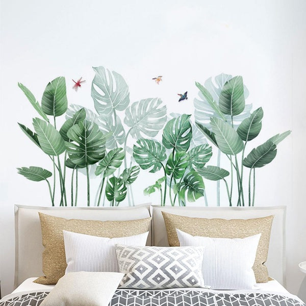Waterproof wall decoration painting rainforest green leaf wall sticker living room bedroom decoration sticker home decoration