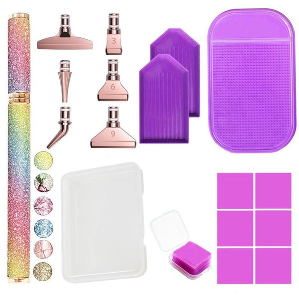 DIY Point Drill Pens Diamond Art Diamond Painting Pen with 6 Stainless Steel HeadsDiamond Painting Accessories Tools