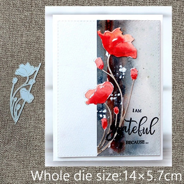 Poppy Flower Cutting Dies Stencils Scrapbooking Embossing DIY Crafts Paper Cards Album Decor Metal Dies Cut