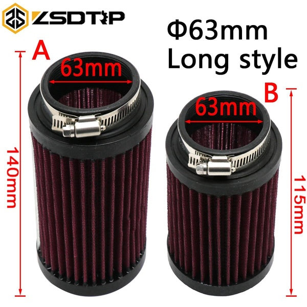 ZSDTRP Universal Carburetor Air Filter Air Cleaner Velocity Stack Air Intake Filter 115mm-145mm Clamp-On Long Style ø60-ø63 for ATV Dirt Bike Quad Mo