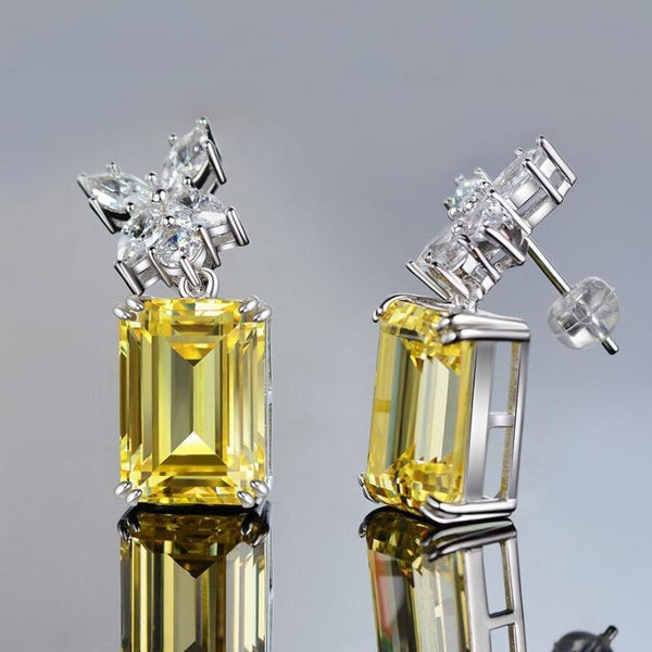 1 paire de boucles d'oreilles en cristal jaune citrine boucles d'oreilles pendantes pour femmes bijoux de fête de mariage cadeau de Saint-Valentin