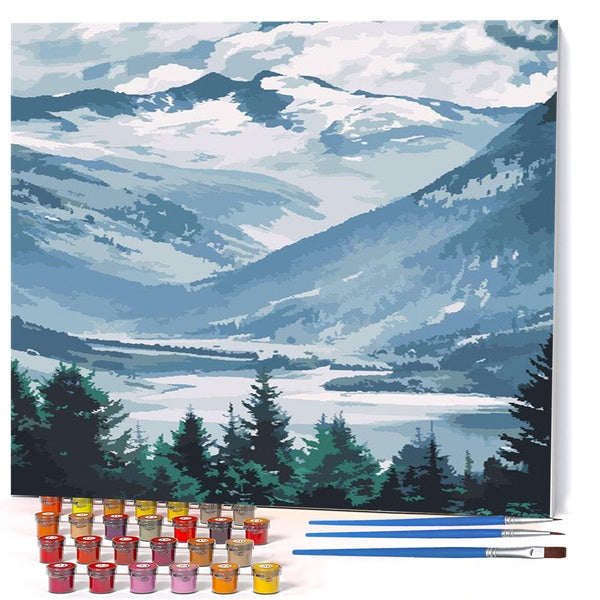 （Mountain forest）FIYO Diy Oil Paint by Numbers Kits for Adults and Kids Beginner on Canvas Fashion Oil Painting Wall Art for Gift( No Frame )