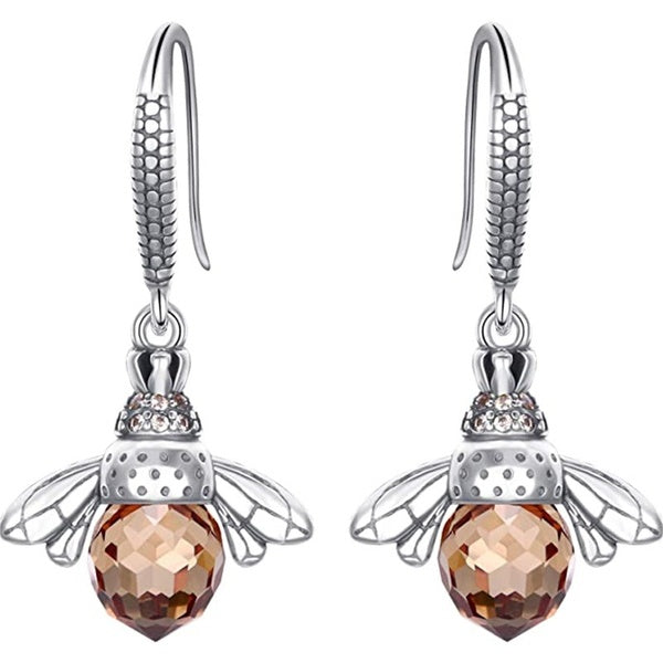 Silver Queen Cute Bee Dangle Drop Boucles d'oreilles Charme pour femmes Teen Girls Bee Boucles d'oreilles Bijoux