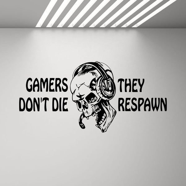 Gamers Dont't Die They Respawn Wall Decal Video Game Gifts Kids Gaming Quote Poster Stickers Boys Room Playroom G143