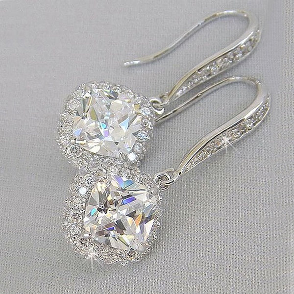 Dame élégante mode Noble argent moissanite boucles d'oreilles pendantes pour femmes bijoux