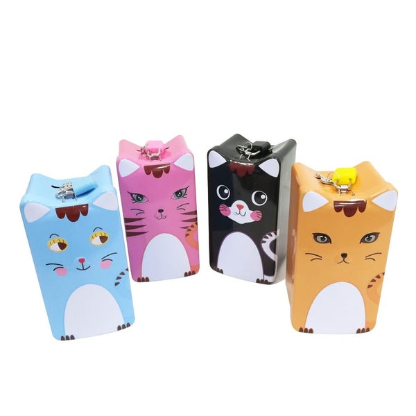 1PC mignon chat carré tirelire journal'série fer blanc boîte économie d'argent Pot boîte à pièces boîte à bijoux réservoir de stockage cadeau LG 003