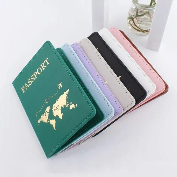 Couverture de passeport en cuir PU, nouvelle mode Simple, carte du monde, mince, porte-passeport de voyage, portefeuille cadeau, étui pour cartes en