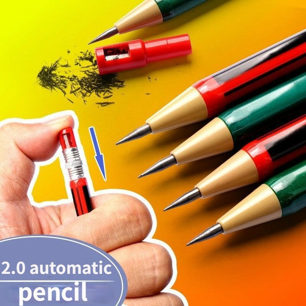 Mechanical pencil 2.0 thick core push-type 2B pencil pupils constant core non-sharp imitation wood pencil children's gifts school supplies stationery