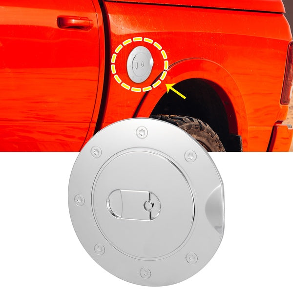 Car Fuel Filler Rear Door Cover Gas Tank Cap for Ford F-150 F-250 F-350 - Pack of 1 Silver Tone