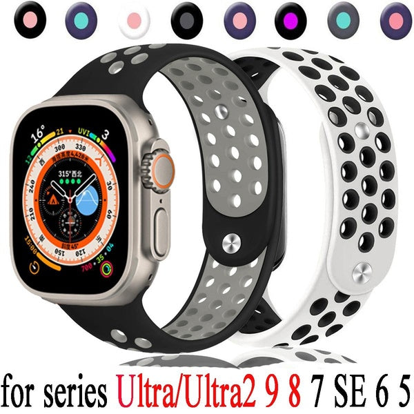 Silicone Strap for Smart Watch Ultra-Ultra2 49mm 9 8 7 41mm 45mm 40mm 44mm 38mm 42mm Breathable Band for Smartwatch Series SE 6 5 4 3 2 1 Sport Soft