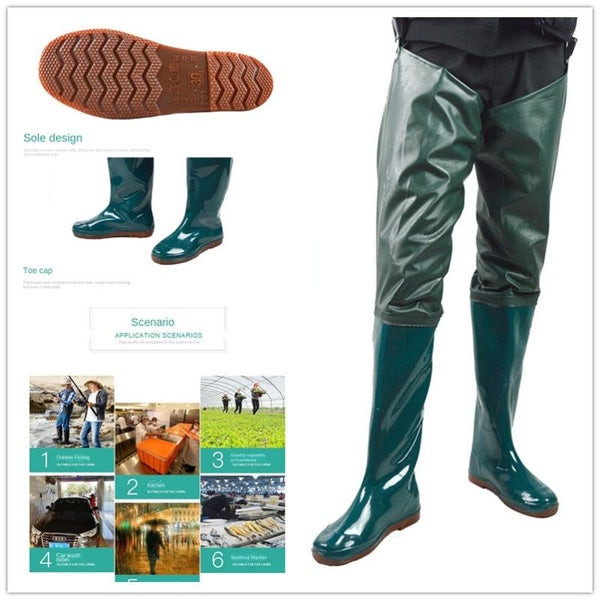 Extended Tube Wading Pants, Transplanting Rain Shoes, Anti Slip Fishing Rain Boots, Fishing Pants, Knee High Tube Wading Pants, Half Body Water Pants