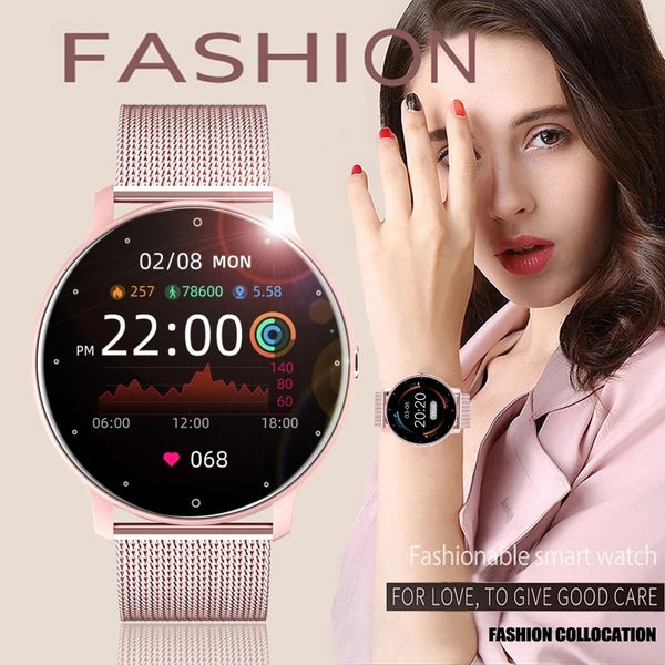 LIGE flambant neuf maille Bracelet montre intelligente femmes plein écran tactile Sport Fitness montre étanche Bluetooth Bracelet pour hommes + cadea