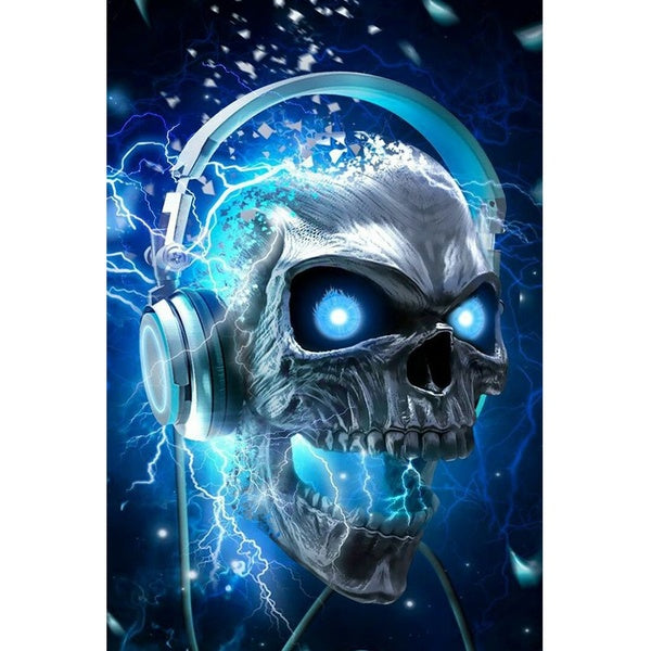 5D DIY Diamond Painting Kits for Adults Full Drill Skull Rock and Roll Cross Stitch Arts Craft Canvas for Home Wall Decor Gift