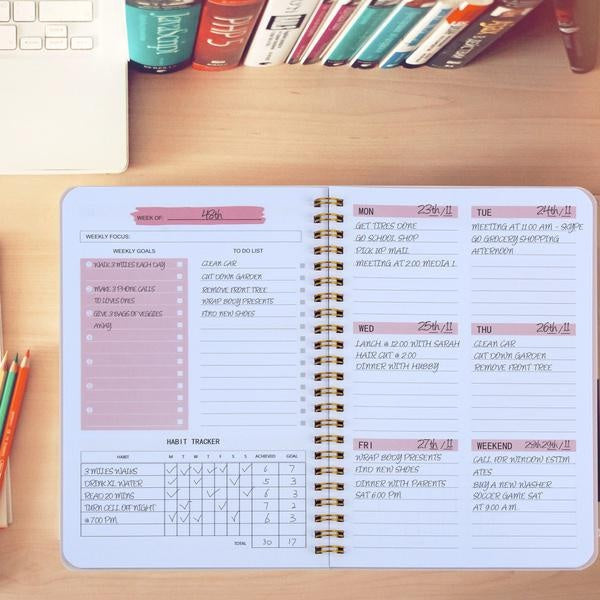 A5 English-Spanish Transparent Matte Weekly Planner Notebook