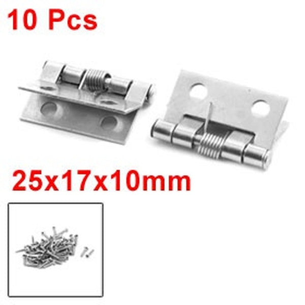 Household Hardware Metal Door Cabinet Spring Loaded Joint Hinge Silver Tone 10pcs