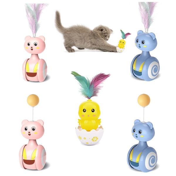 Cat Swing Toys Funny Pet Toy Interactive Cats Toys Cat Rolling Teaser Feather Wand Toys Rotating Ball