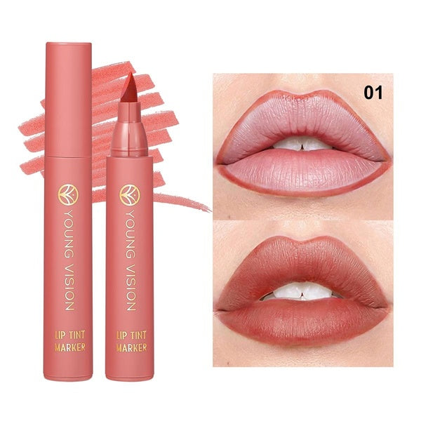 Young Vision Lip Stain Marker Pen-1Pcs Hydrating Lip Stain Liquid Lip Liner Pencil, Matte Color Look, Longlasting Waterproof Smudgeproof Natural Fini