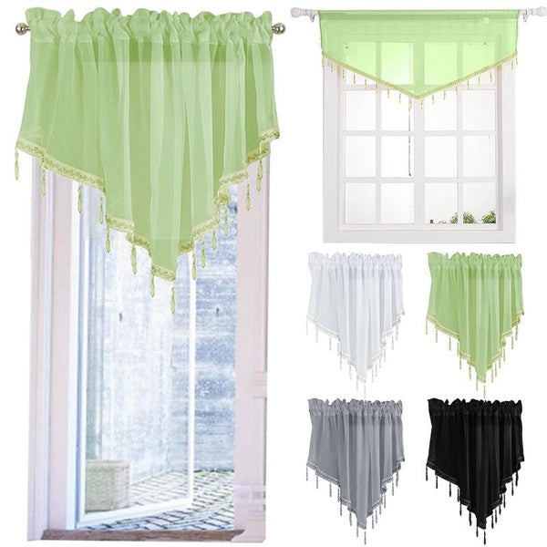 1-3pcs Solid Color Short Curtain Simple European Style Tassel Curtain Valance Lace S-shaped Window Mantle Curtain, Suitable For Cafe Living Room Bedr