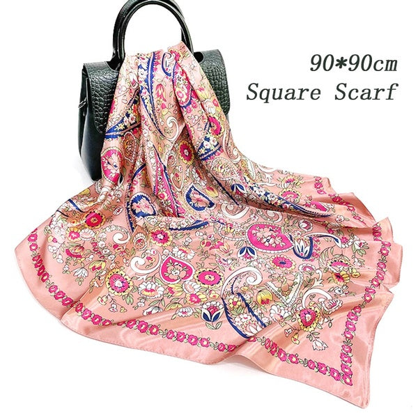 90*90cm Square Scarf for Women Fashion Accessories Fine and Complex Patterns Smooth Soft Scarves