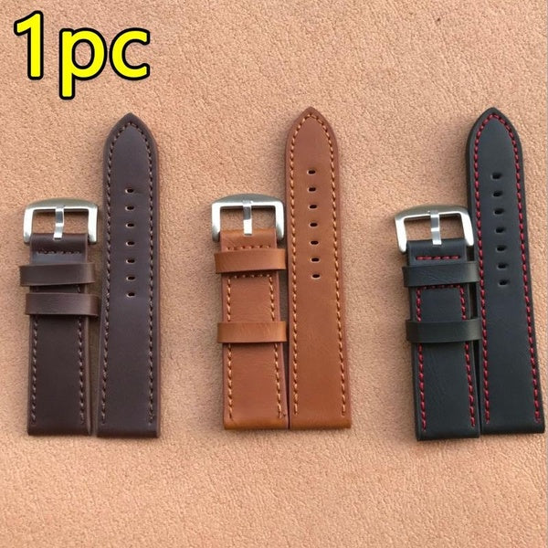 New 18mm-20mm-22mm-24mm Vintage Watch Band Strap PU Leather Watchband Stainless Steel Buckle Clasp Watch Accessories Matron Inn