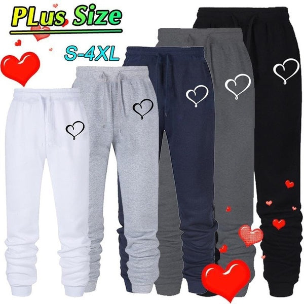 Trending Cute Heart Printed Womens Trousers Autumn Winter Spring Jogging Pants Loose Soft Long Pants Sweatpants For Women Sports Fitness Casual Pants