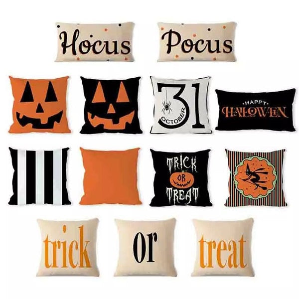 26 Styles Nouveau Halloween Oreiller Citrouille Trick Or Treat Anglais Lettre Treat Ou Trick Canapé Coussin Imprimé Taie d'oreiller Coussin Housse de