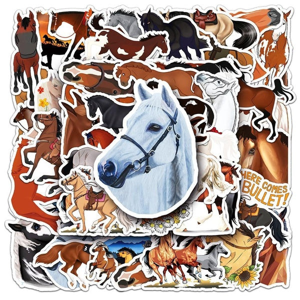 10-50PCS Cartoon Horse Stickers graffiti Stickers for DIY Luggage Laptop Skateboard Motorcycle Bicycle Sticker