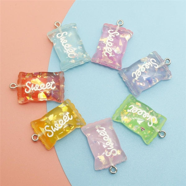 50pcs New Transparent Sweet Candy Pendant Resin Charms for Jewelry Making Cute Earring Necklace Keychain Bracelet Accessories Matron Inn