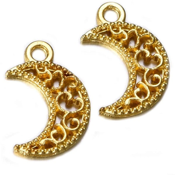 30 Pieces Antique Gold Moon Charms Pendants Jewelry Making Accessory for DIY Necklace Bracelet 18mmx11mm