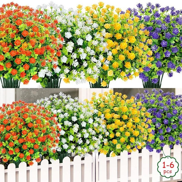 Artificial Flowers 1-6pcs Fake Flowers Plastic Flowers Greenery for Indoor Outdoor Hanging Plants Porch Window Home Office Wedding Bedrrom Farmhouse
