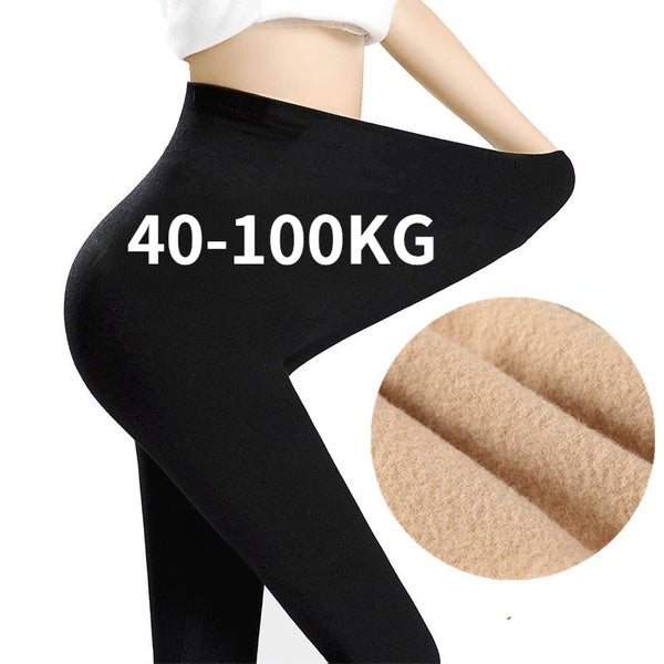 Femmes collants grande taille automne chaud hiver polaire collants taille haute femme extensible mince maigre épais Leggings doublé pantalon