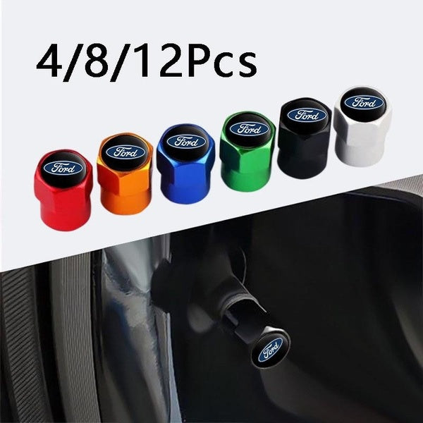 4-8-12Pcs-set Ford Automotive Aluminum Alloy Tire Valve Stem Cover Dust Proof Air Cover Wheel Protective Cover Valve Cap Valve Stem Cover Automotive