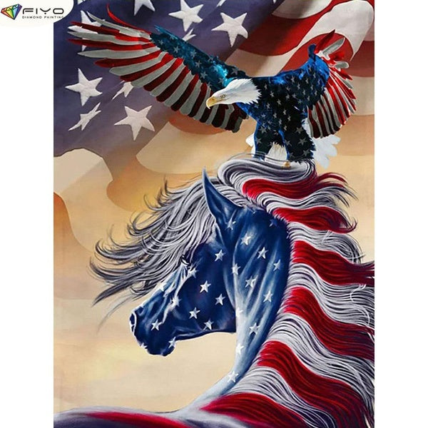 Eagle and horse DIY 5D Diamond Painting Full Drill with Number Kits Home and Kitchen Fashion Cross Stitch Embroidery Paintings Canvas Pictures Wall D