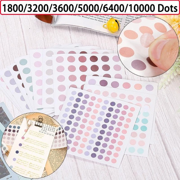 1800-3200-3600-5000-6400-10000 Dots Colorful Dots Washi Tape Japanese Paper 4-6-8mm Diy Planner Masking Tape Adhesive Scrapbooking Stickers Decorativ