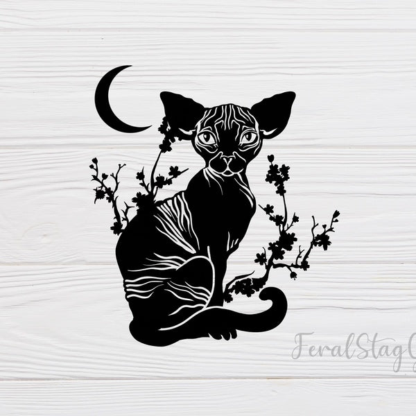 Set of 2 Sphynx Cat Vinyl Decal Sticker