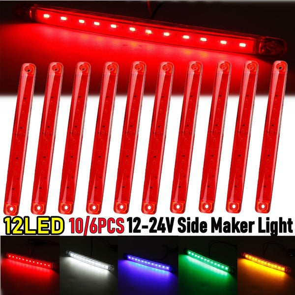 12-24V 12 LED Side Marker Clignotants Avant Arrière LED Indicateur Clignotant Lampe pour Voiture Camion Remorque Camion Bus - Blanc-Rouge-Ambre-Bleu-