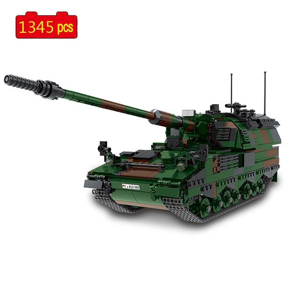 Série militaire seconde guerre mondiale PZH2000 véhicule blindé arme accessoires bricolage modèle blocs de construction briques jouets cadeaux