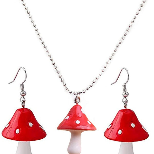 Sperrins Champignon Boucles D'oreilles Pendantes Collier Ensemble Forme De Champignon Boucles D'oreilles Pendantes Champignons Colliers Bijoux Chaîne