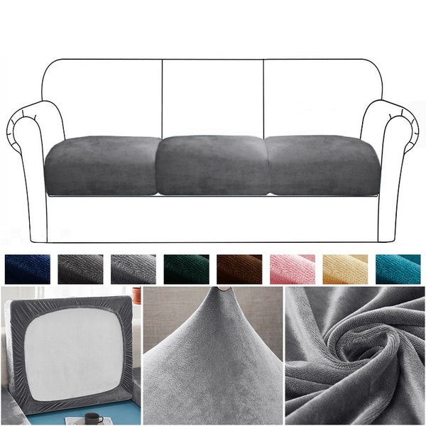 1-2-3 Seater Plush Sofa Cover Stretch Solid Color Thick Slipcover Sofa Covers for Living Room Pets Chair Cover Cushion Cover