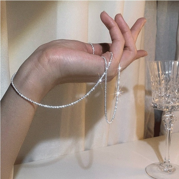Shiny Sparkling Glitter Clavicle Chain S925 Silver Necklace Brand New Fashion Sterling Silver Necklace Chain