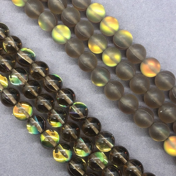 New Brown Flash Glitter Smoky Quartz Crystal Beads DIY Smooth and Frosted 6-12mm
