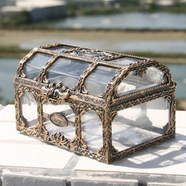 Vintage Jewelry Box Plastic Storage Organizer Treasure Box Retro Home Decor Candy Box