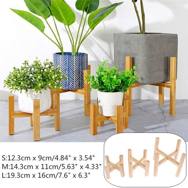 Durable Wooden Planter Pot Tray Flower Pot Rack Strong Free Standing Bonsai Holder Stand Shelf