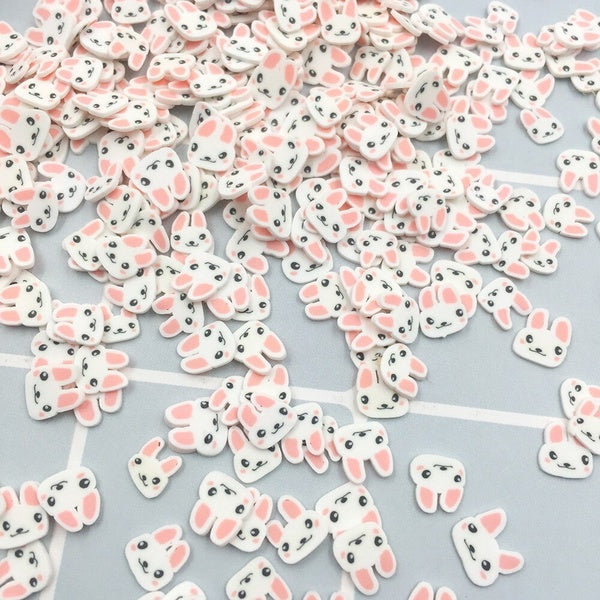20g-lot Polymer Clay Rabbit Slice, 6mm Clay Rabbit Charm DIY Nail Art Decoration Resin Crafts Material Accessories