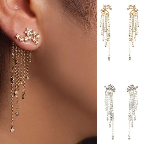 Boucles d'oreilles à pampilles en cristal scintillant et scintillant, boucles d'oreilles longues pendantes, percées, nouvel arrivage 2024