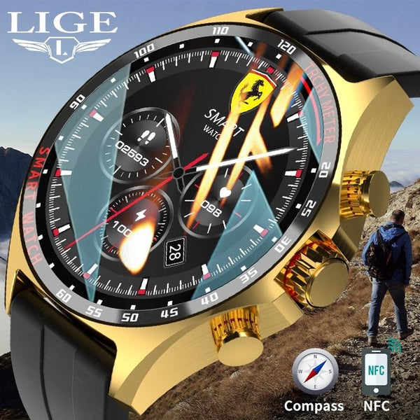 LIGE nouvelle montre intelligente 400 mAh Bluetooth appel extérieur hommes montres intelligentes NFC contrôle d'accès étanche Fitness santé Smartwatc