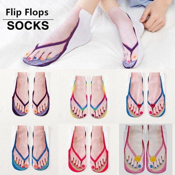 Novelty 3D Pattern Flip Flop Socks Funny Sock Cotton Stocking Gifts