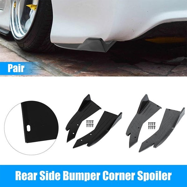 1 Pair Universal Car Rear Bumper Lip Side Corner Spoiler Body Kit Diffuser Splitter Scratch Protector Winglets Side Skirt Extension Black-Carbon Fibe