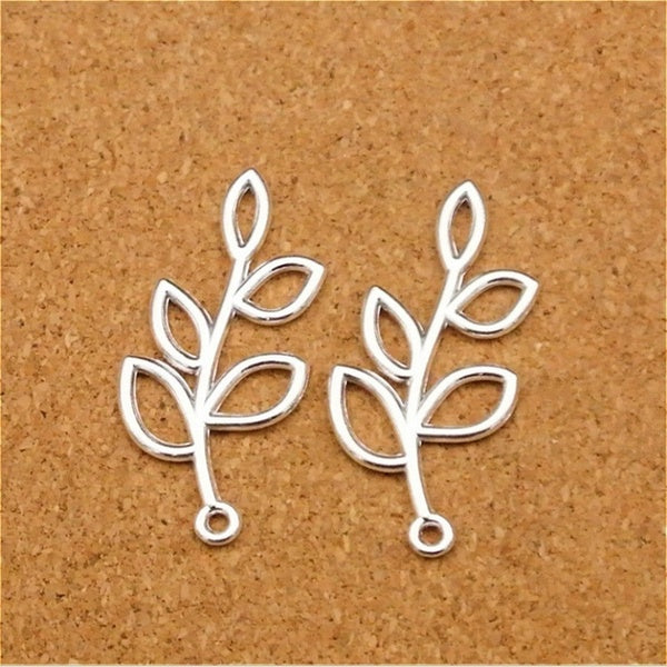 20 pcs Tree Branch Charms Tree Pendants Antiqued Silver Tone Double Sided 41 x 20 mm, Making DIY Handmade Accessories Craft Making Or Jewelry Decorat